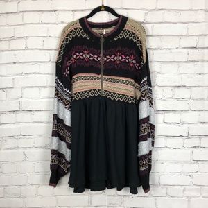 Free People cozy cottage print sweater size Large